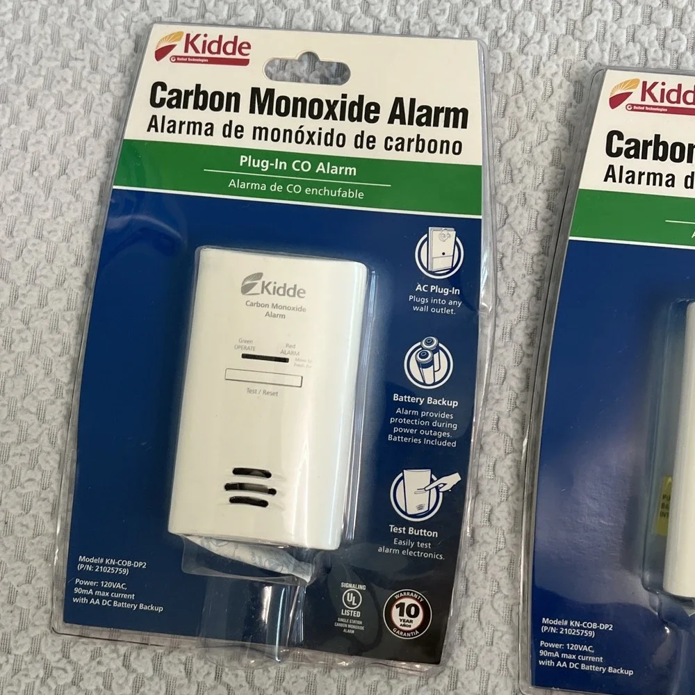 Kidde Carbon Monoxide Alarm Plug-In Detector Battery Backup‎ KN-COB-DP2 Set of 3